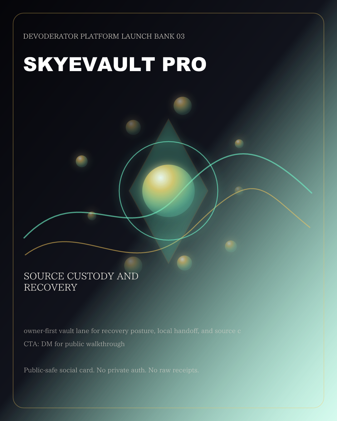SkyeVault Pro platform card representing sovereign source custody.